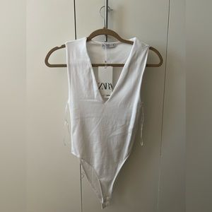 Zara white v neck sleeveless body suit - worn once